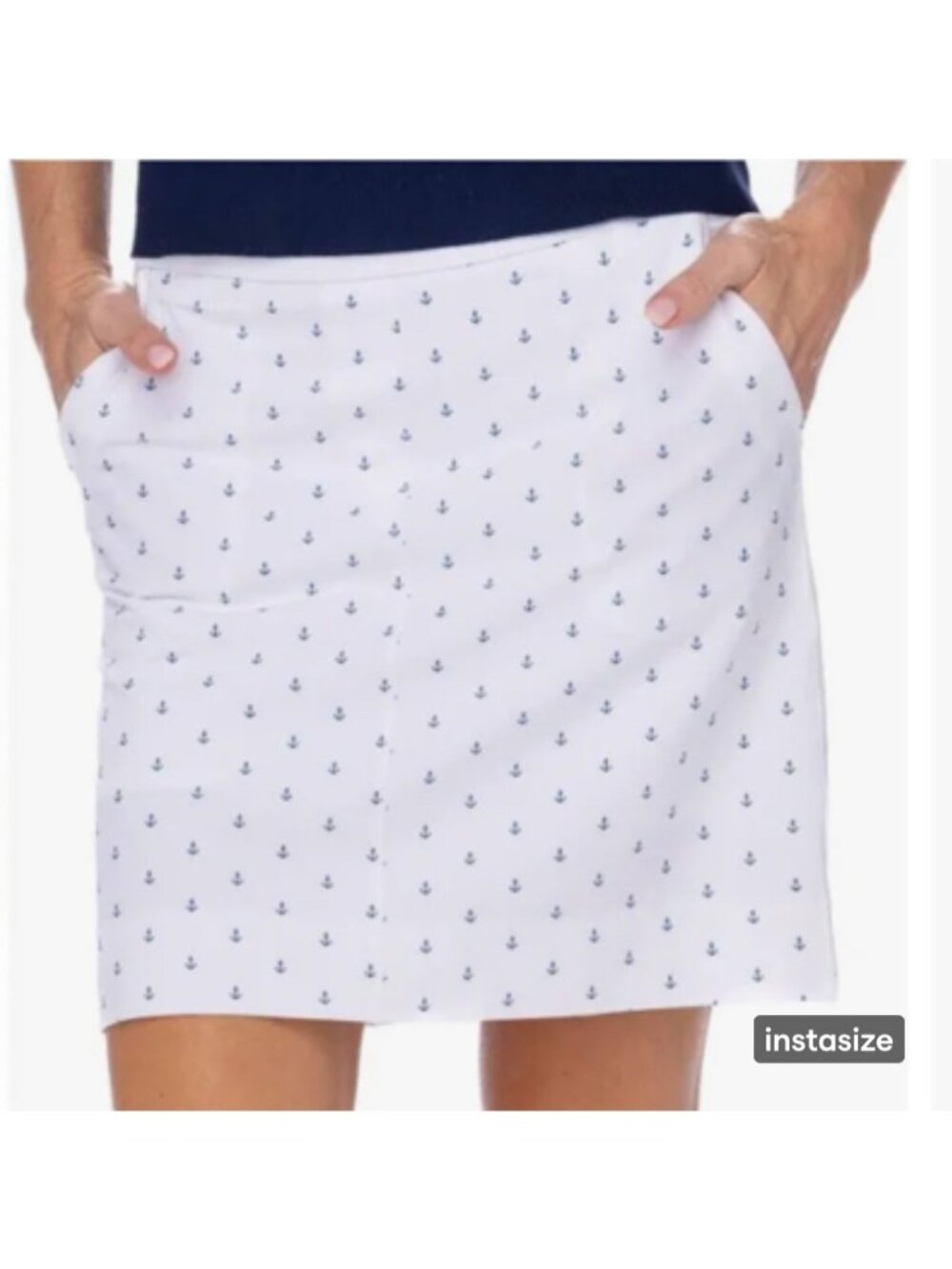 Skort Women's L White Anchor Print Golf Tennis Active Stretch Nautical Preppy